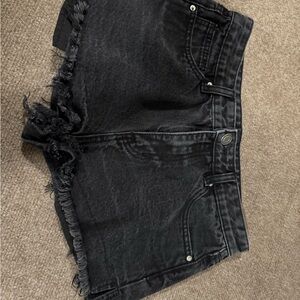 Forever 21 Black Frayed Hem Jean Shorts